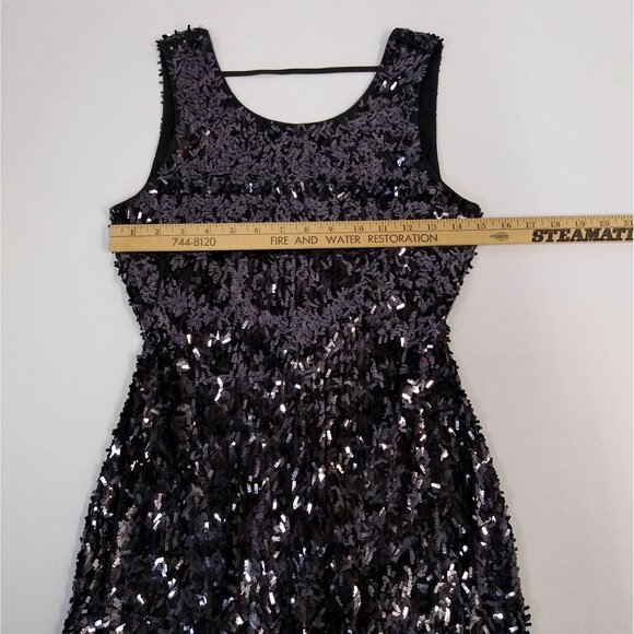 Express Black Sequin Mini Dress XS Chest 30" Sleeveless Shimmer 100% Polyester - Picture 9 of 12